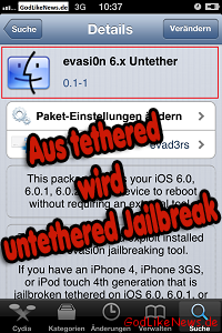 Cydia evasi0n 6.x Untether - Aus tethered wird untethered Jailbreak