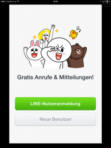 Line Messenger App auf dem iPad Benutzeranmeldung