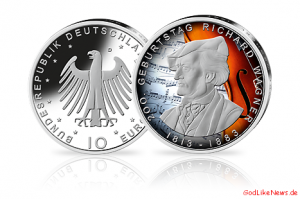 Neueste 10-Euro-Münze Richard Wagner als colorierte Premium-Ausgabe