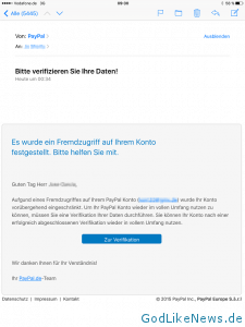 PayPal Phishing Mail 12.10.2015