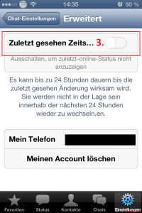 WhatsApp Zuletzt Online Last Seen Status ausschalten iPhone 2