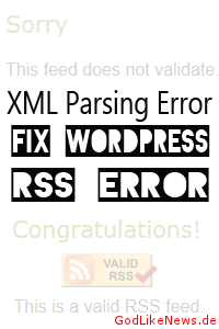XML Parsing Error Fix WordPress RSS Error